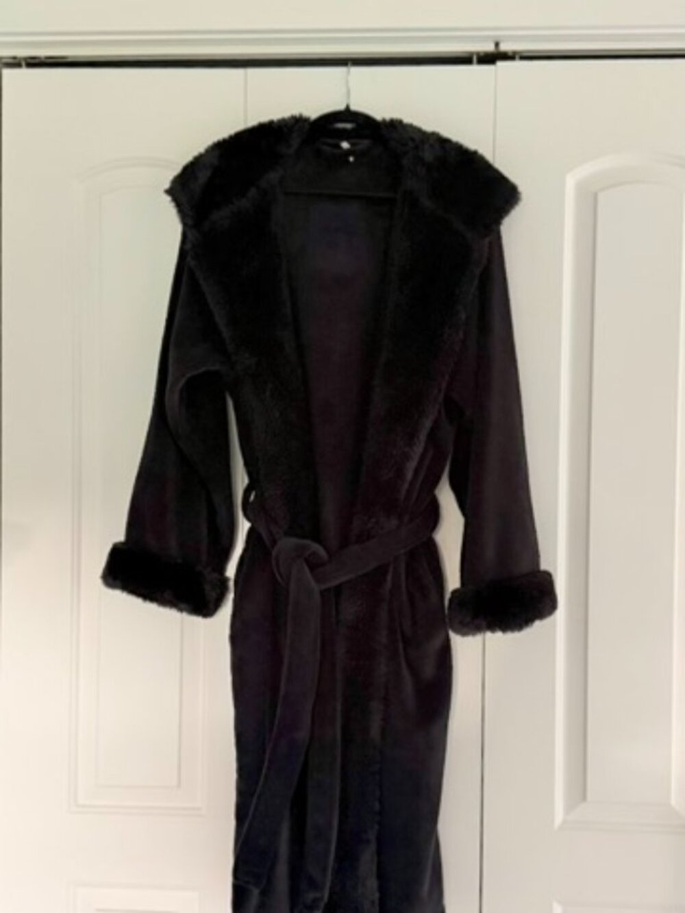 Pottery Barn Black Faux fur robe